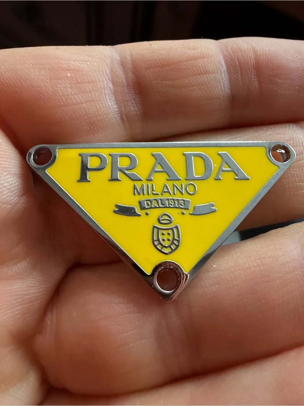 Unbranded Yellow / silver Triangle Logo Key/Card Charm